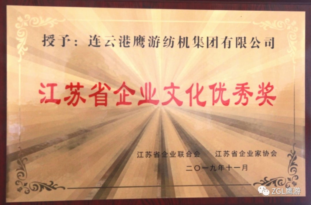 2019年江蘇省企業聯合會授予“江蘇省企業文化優秀獎”